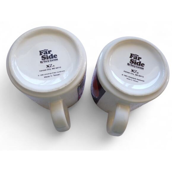 The Far Side Mugs (2) 1981 1986 Chuck In Hell Bear In Sights Hunters Vintage - Picture 4 of 5